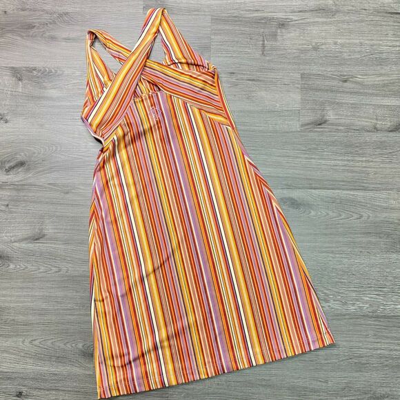 STONEWEAR DESIGNS | sz S Women's Orange Multi Stripe Cross Back Tank Dress - Picture 3 of 6